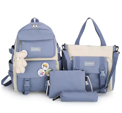 5-Piece Canvas School and Travel Backpack Set