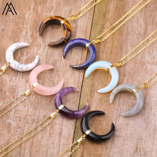 Moon Shape Amethyst Necklaces