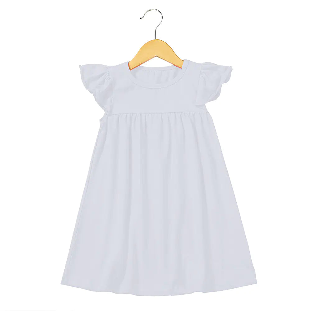 Ruffle Sleeve Knit Cotton Dress for Girls