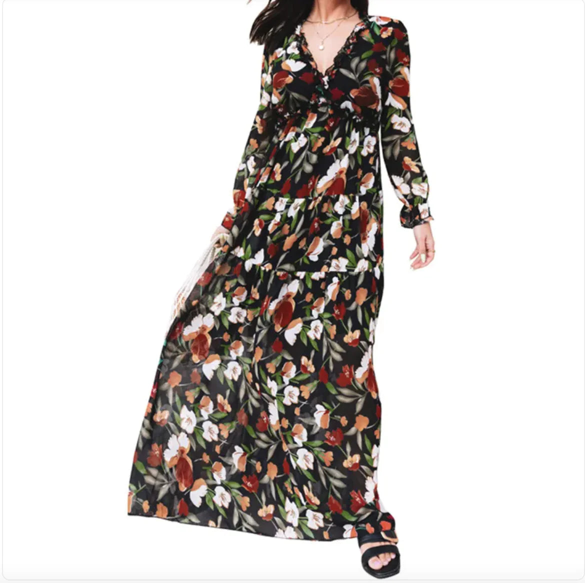 Reena Floral Polyester Maxi Dress