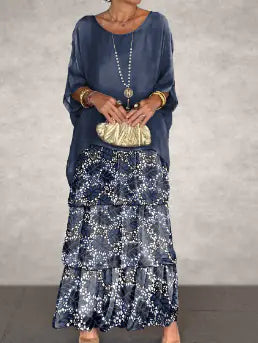 Zocania Layered Chiffon Batwing Maxi Dresses