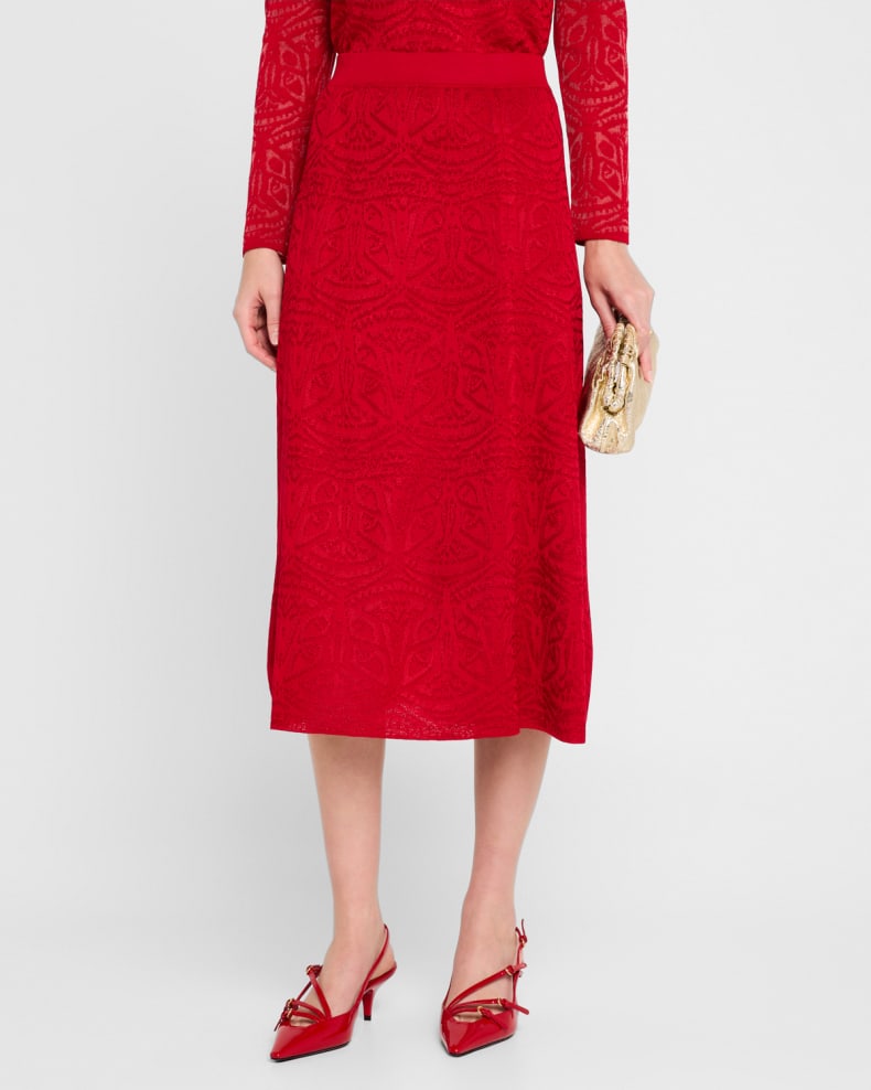 Misook Burnout Midi A-Line Knit Skirt