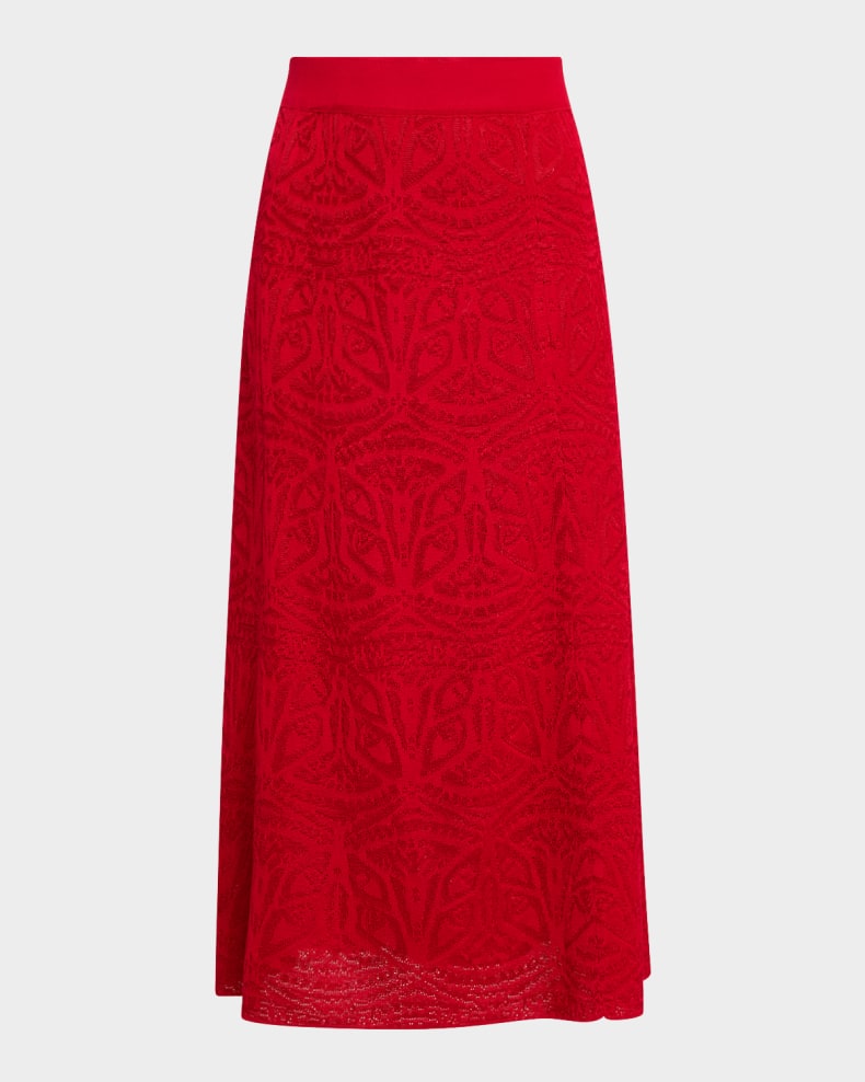 Misook Burnout Midi A-Line Knit Skirt