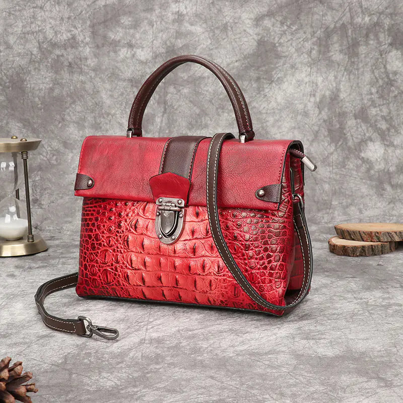 Vintage Leather Crocodile Embossed Handbags