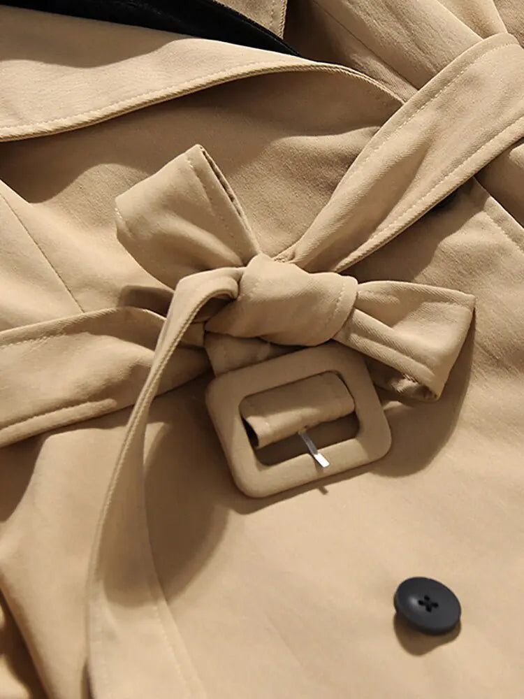 Contrast Vegan Leather Trench Coat
