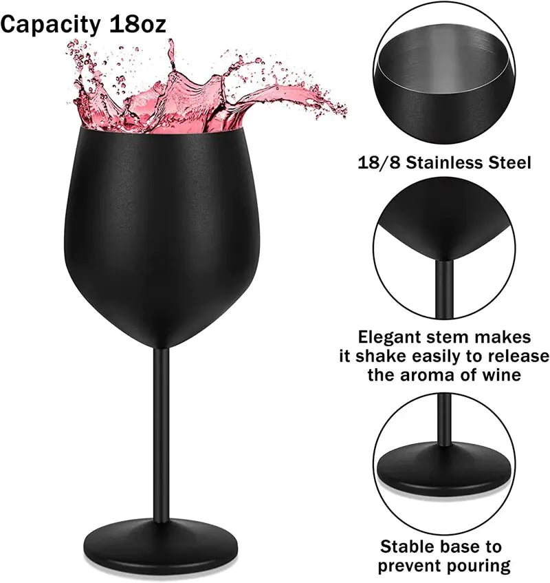 Stainless Steel Black Plated High Stem Wine Glasses