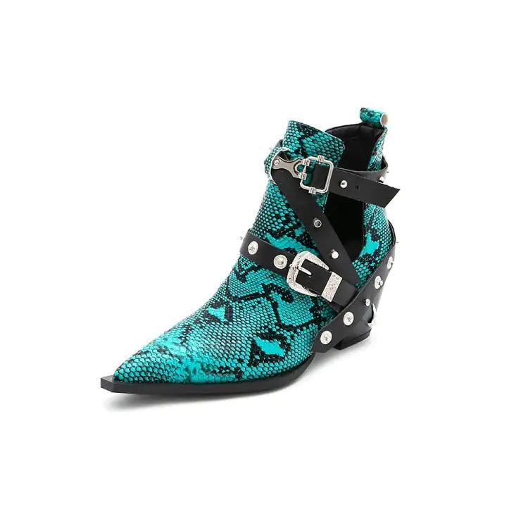 Diane Lockhart Snakeskin Buckled Boots