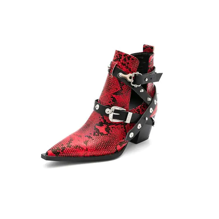 Diane Lockhart Snakeskin Buckled Boots