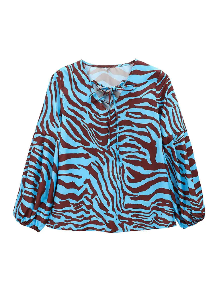 Zebra V-neck Blouse
