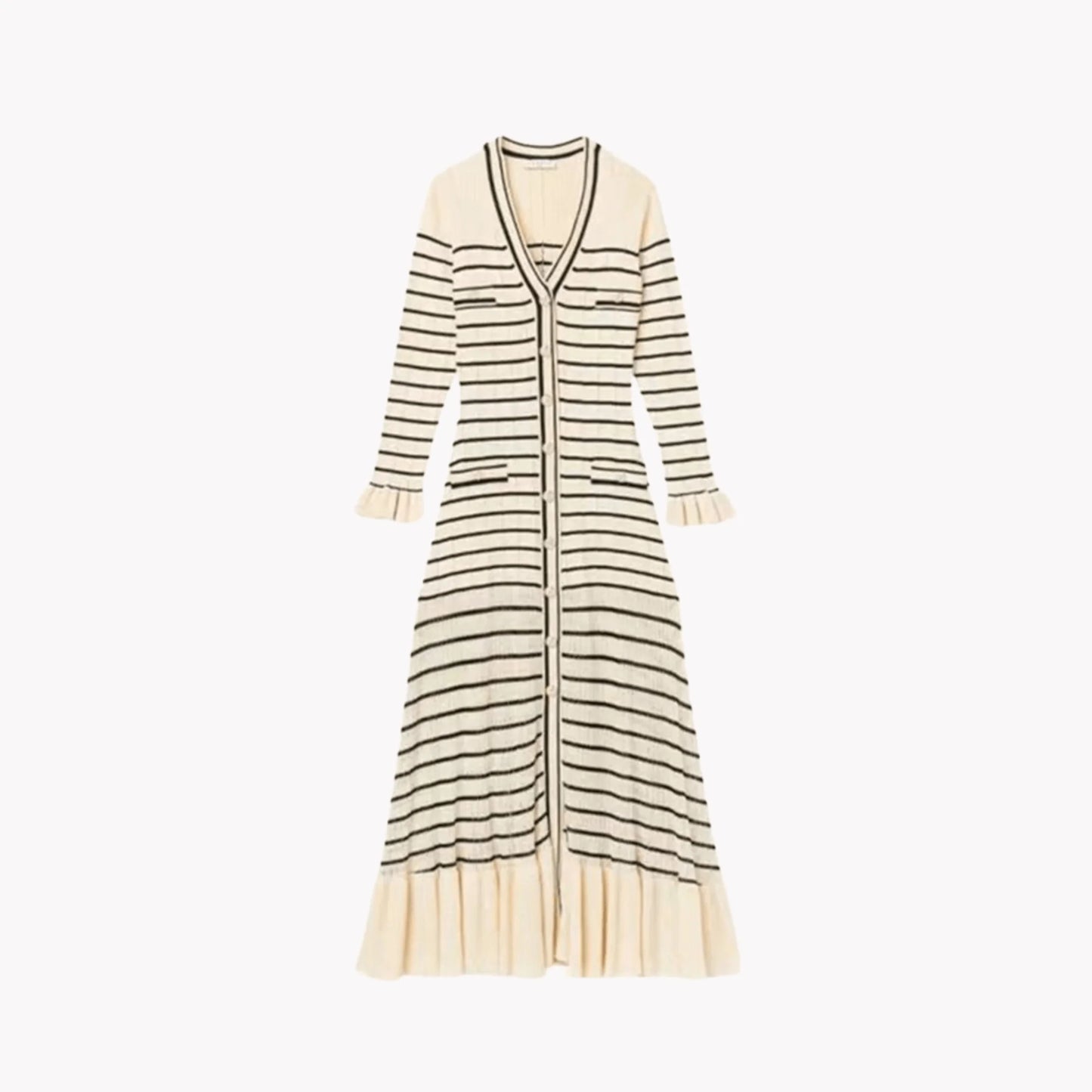 Armelline Sandro Striped Knit Midi Dress