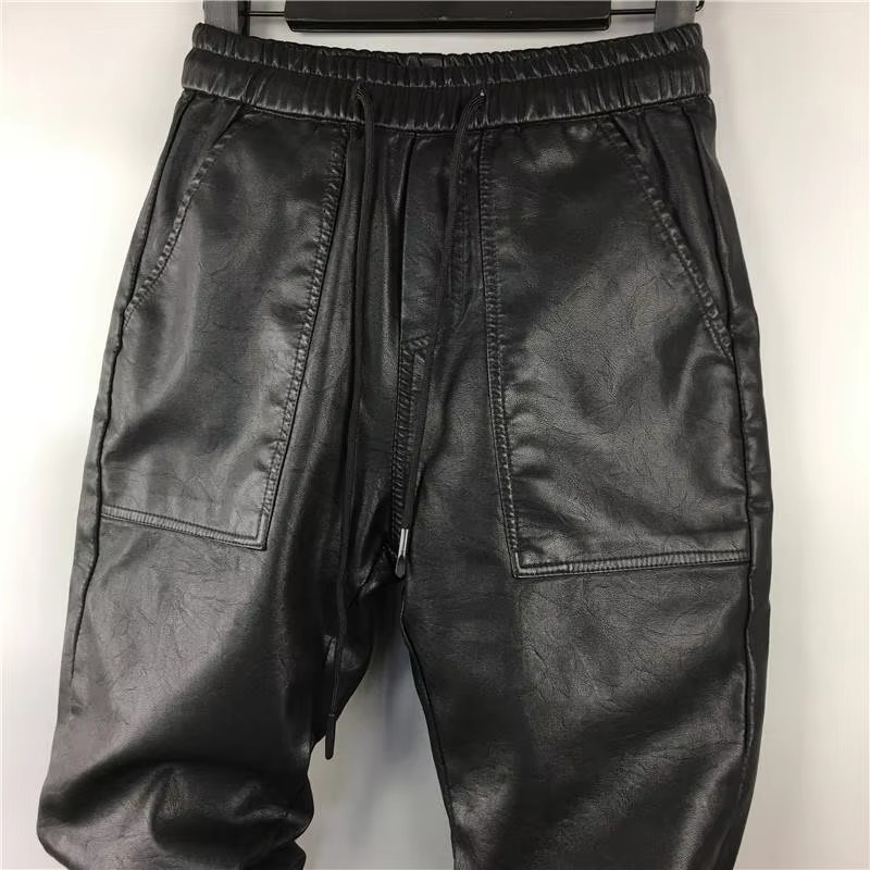 Fleece-lined Thick Windproof Leather Pants