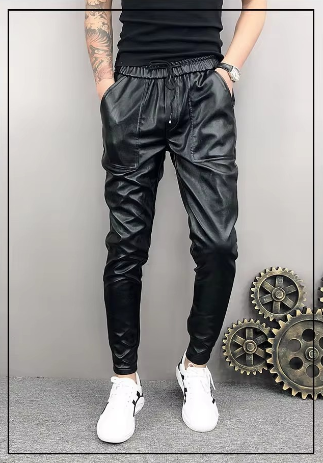 Fleece-lined Thick Windproof Leather Pants