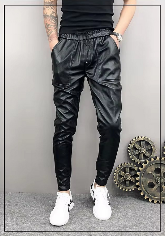 Fleece-lined Thick Windproof Leather Pants
