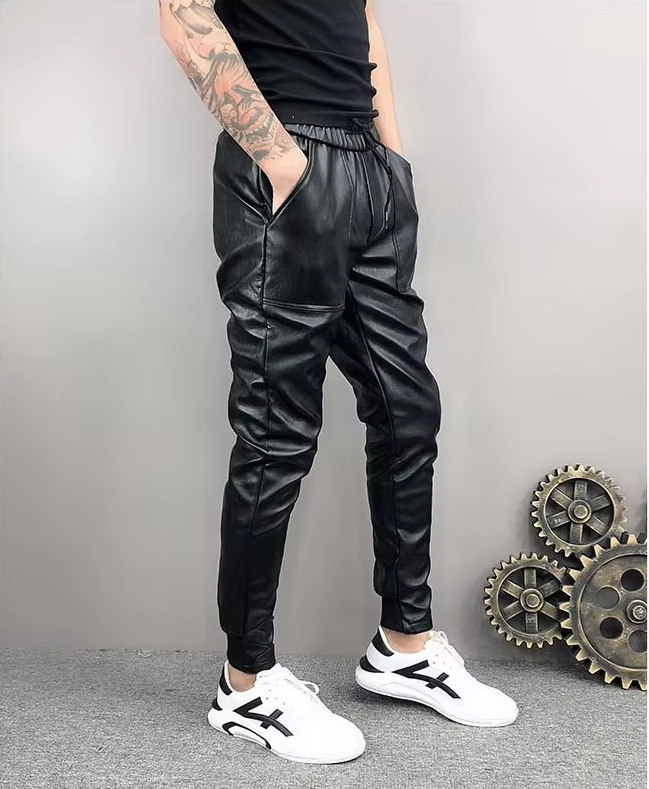 Fleece-lined Thick Windproof Leather Pants