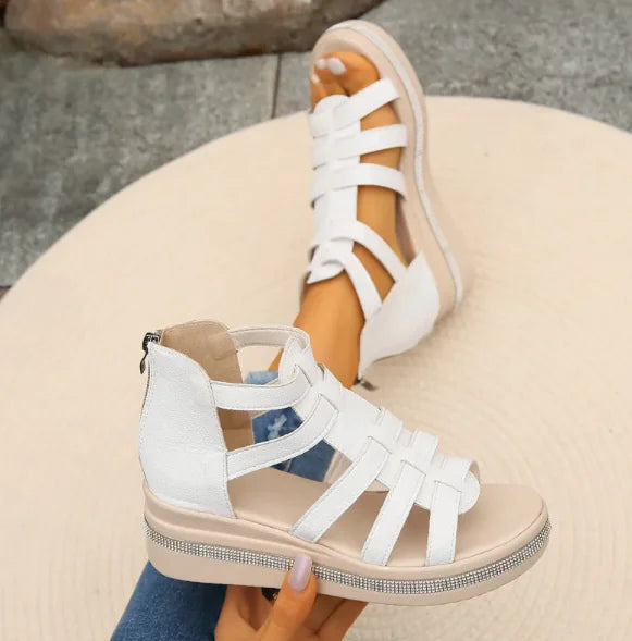Rhinestone Wedge Platform Sandals