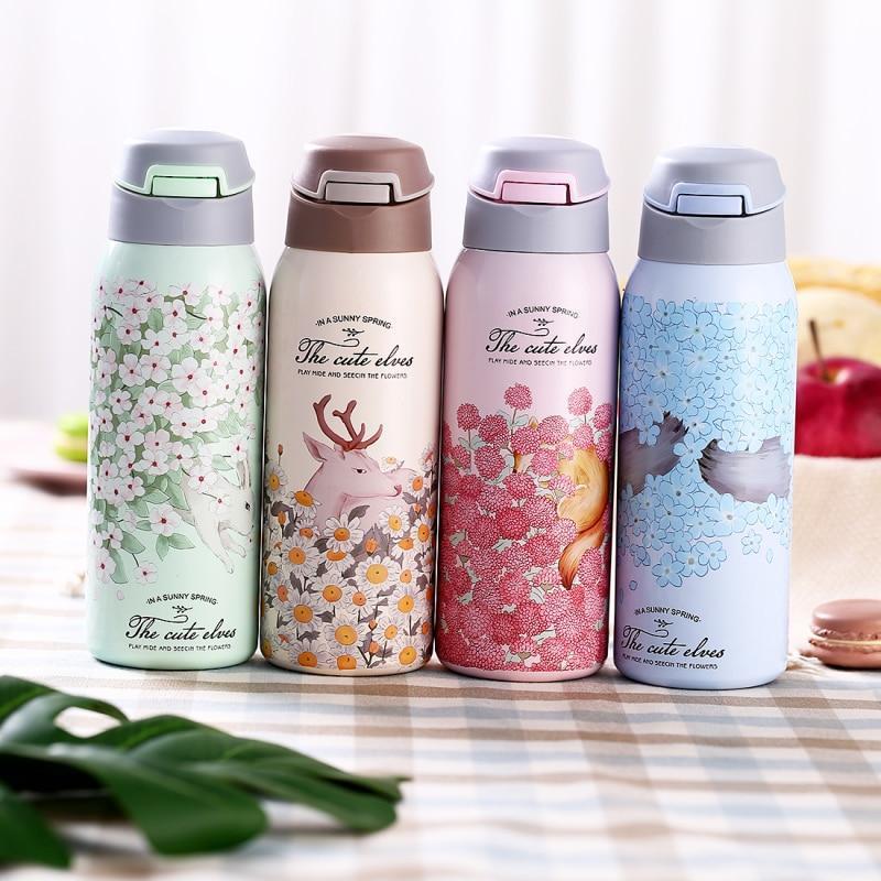 The Cute Elves Straw Water Bottles  (Nuan Qin Cup)