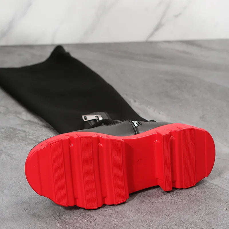 Platform Knitted Over-the-Knee Boots