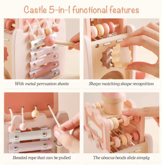Montessori Wooden Pink Castle