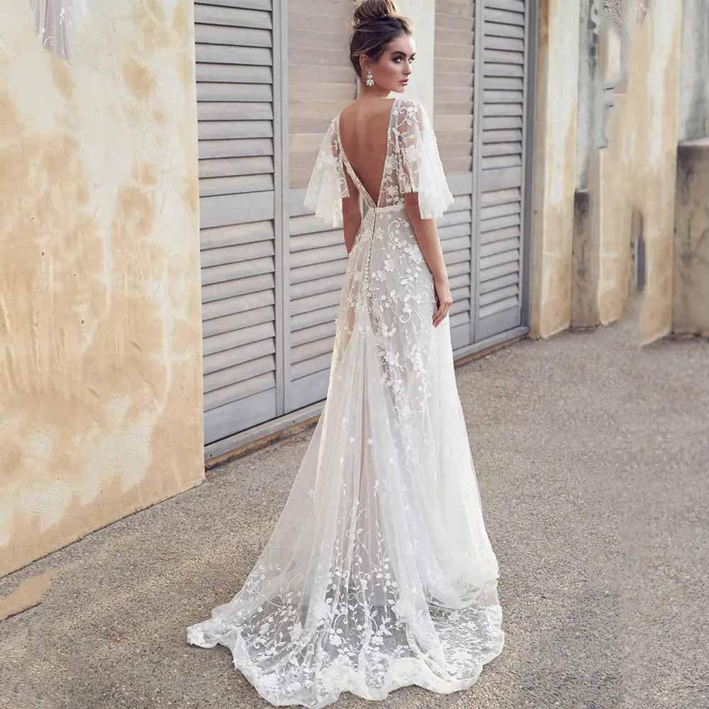 Romantic Boho Lace Wedding Dress