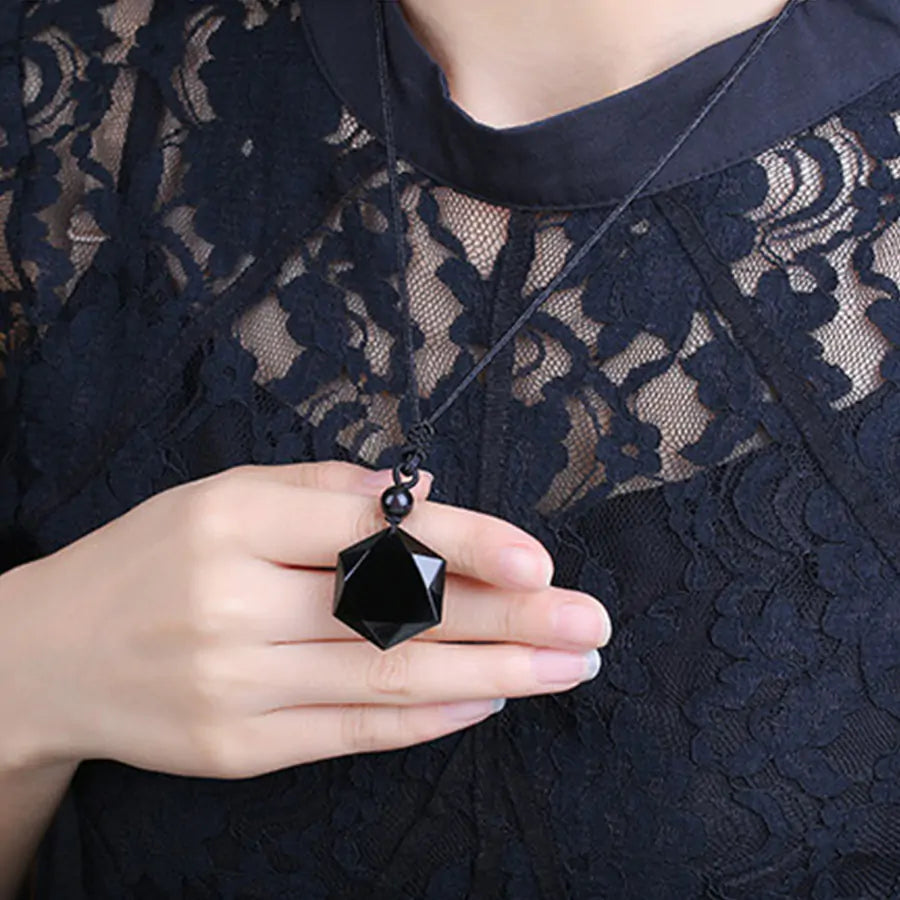 Natural Energy Black Obsidian Stone Necklaces
