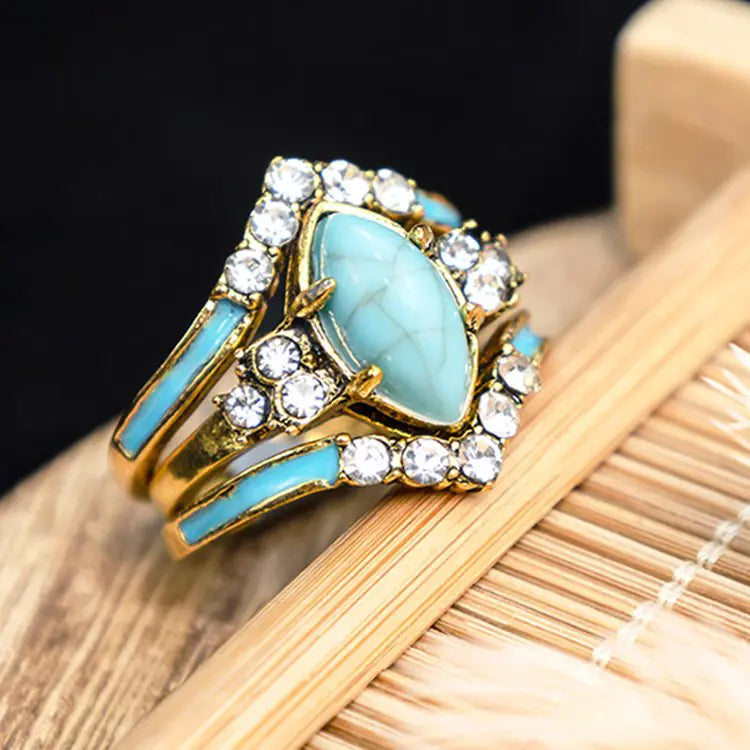 Turquoise Dreams Triple Ring Set