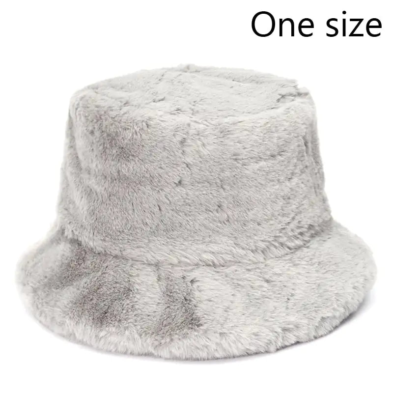 Winter Cow Leopard Faux Fur Bucket Hats