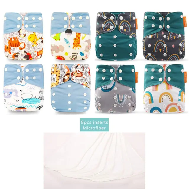 Happy Flute Pocket Adjustable Diaper 8 Piece Set