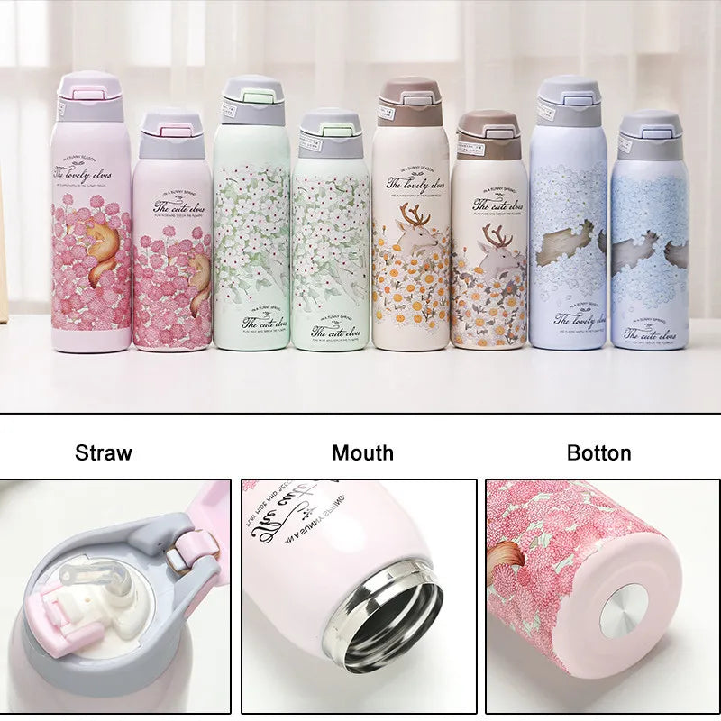 The Cute Elves Straw Water Bottles  (Nuan Qin Cup)