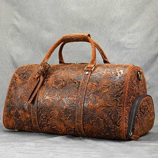 Vintage Crazy Horse Embossed Leather Weekend Bags