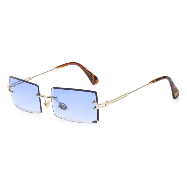 Rimless Small Rectangle Eyewear UV400 Sunglasses