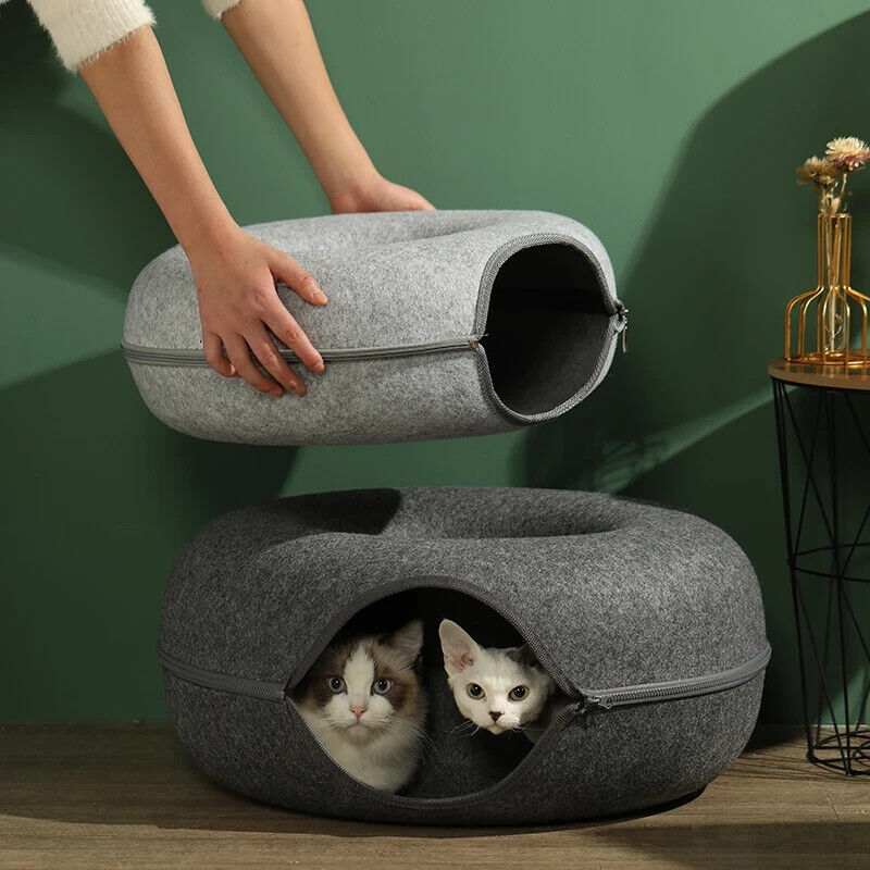Four Seasons Felt Donut Cat Bed & Tunnel