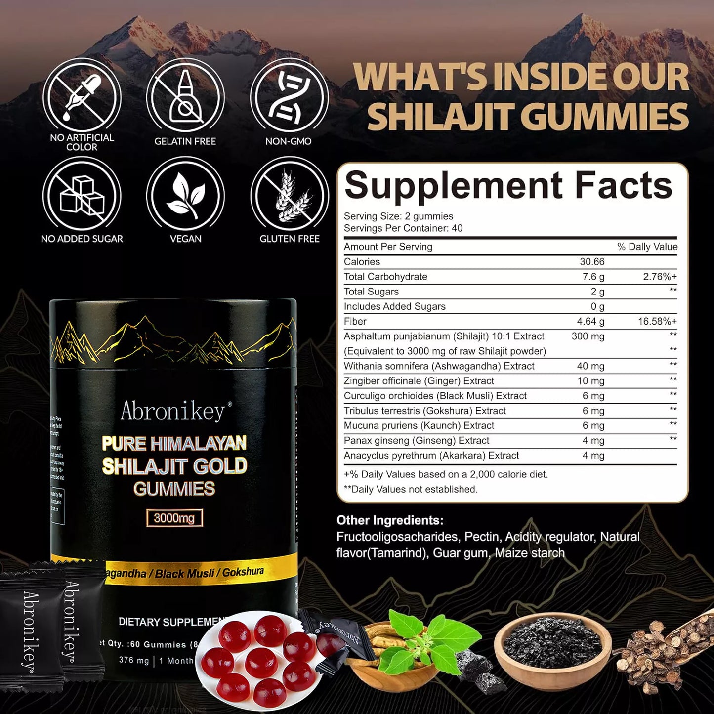 Abronikey Pure Himalayan Shilajit Gold Gummies
