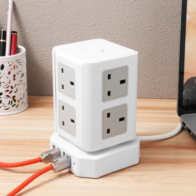 Surge Protector Power Strip Tower with 4 USB Ports