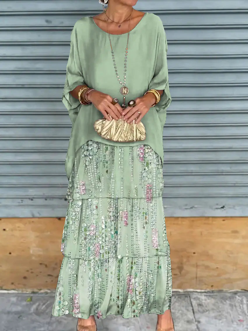 Zocania Layered Chiffon Batwing Maxi Dresses