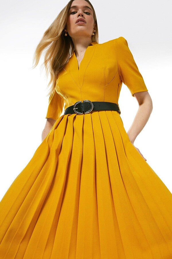 Karen Millen Forever Crepe Pleated Midi Dress