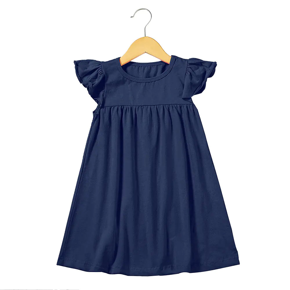 Ruffle Sleeve Knit Cotton Dress for Girls
