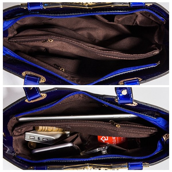 Luxury Sequin Embroidery Patent Leather Handbag