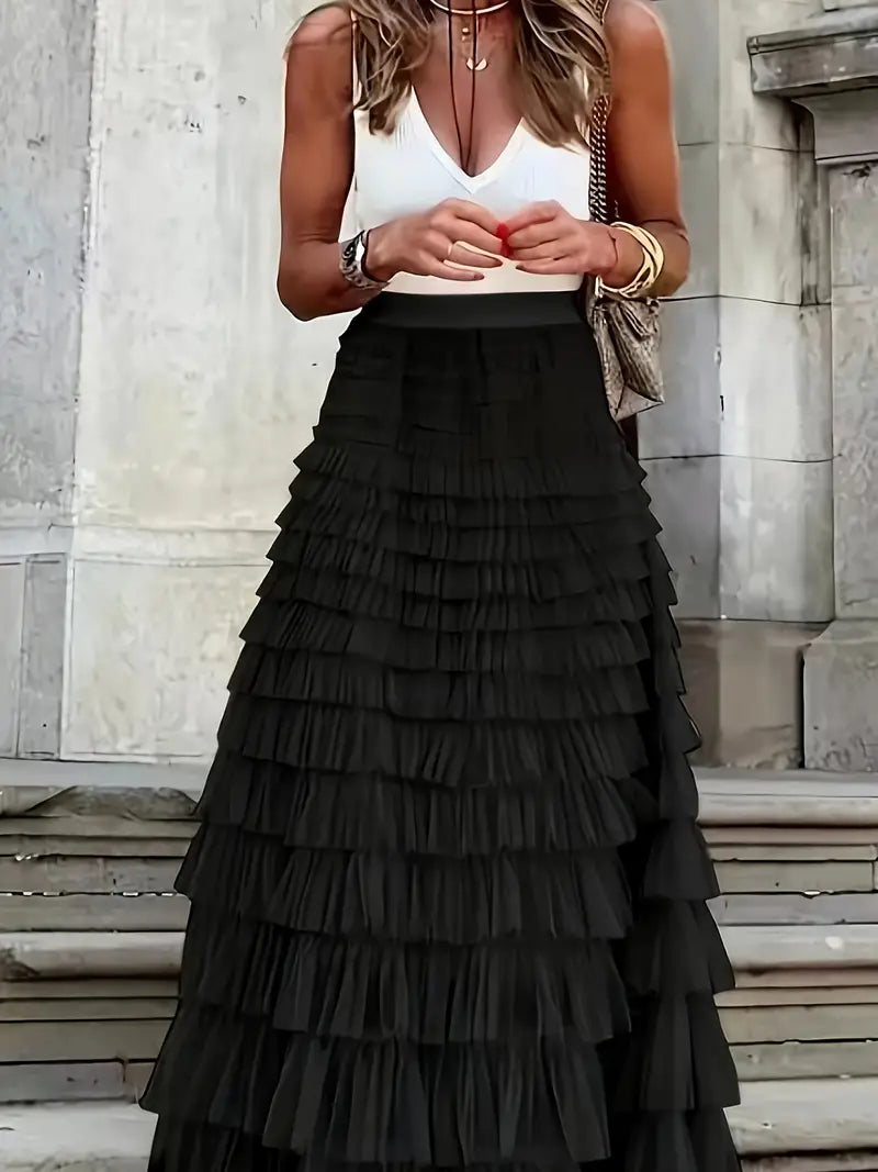 Tulle Tiered Maxi Skirts