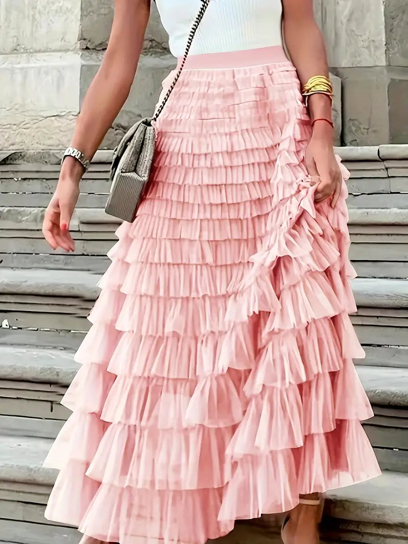 Tulle Tiered Maxi Skirts