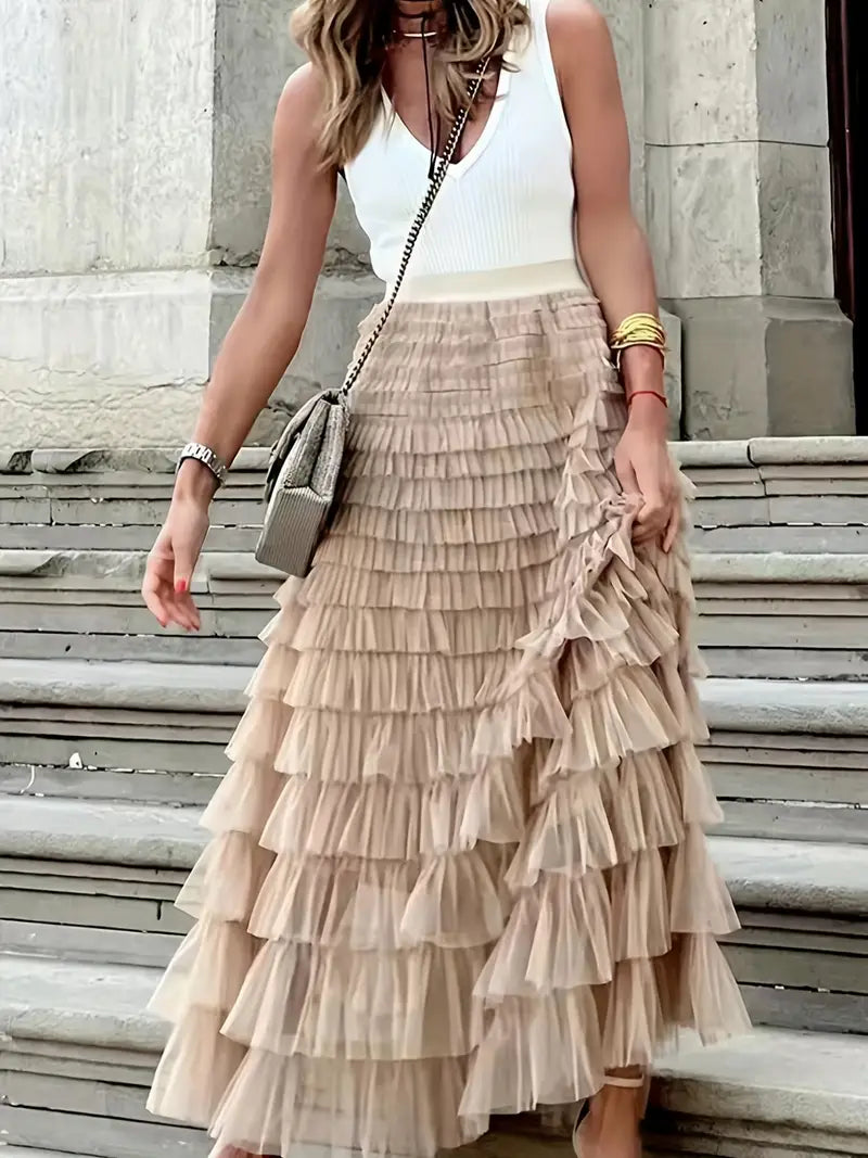 Tulle Tiered Maxi Skirts