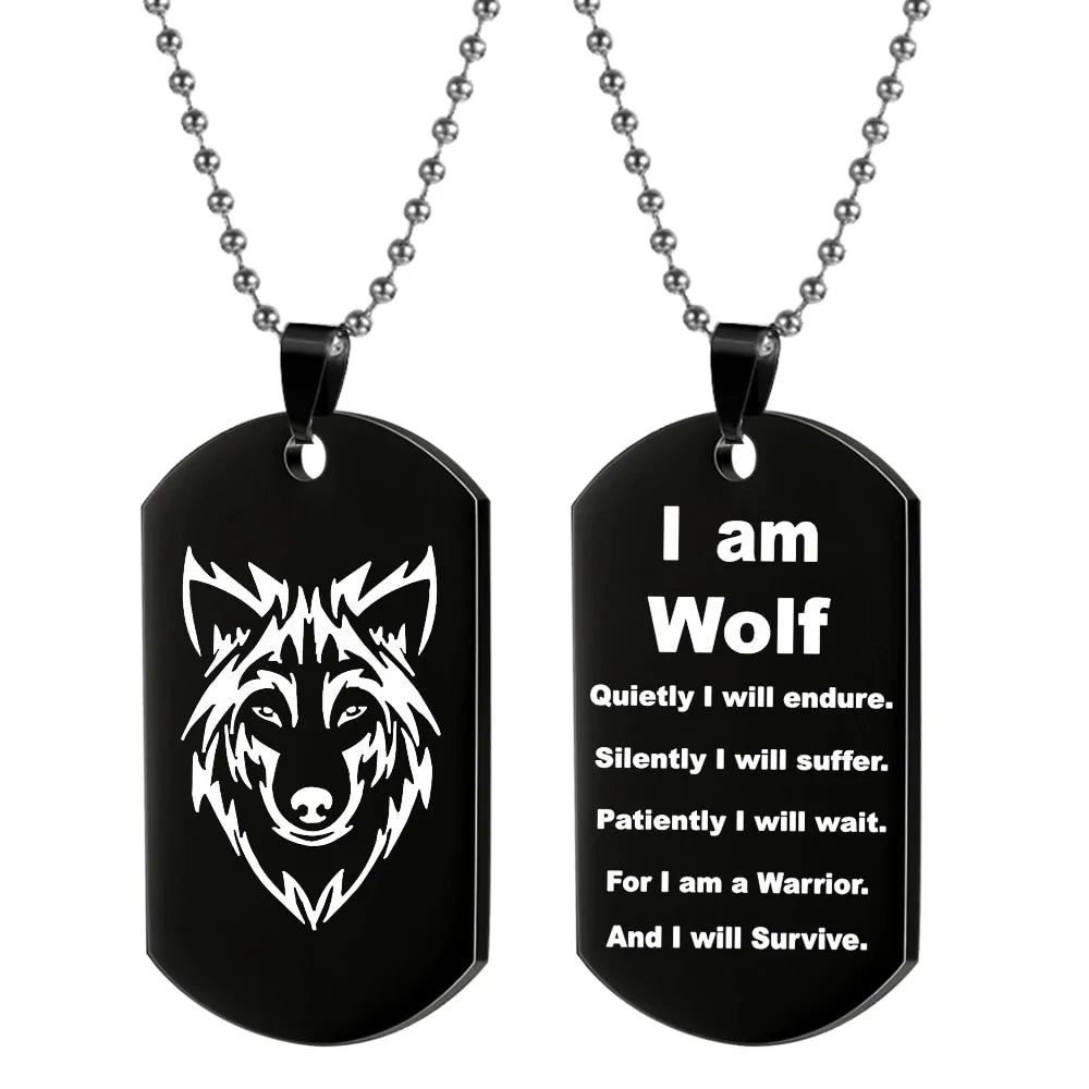 Wolf Military Dog Tag Pendants