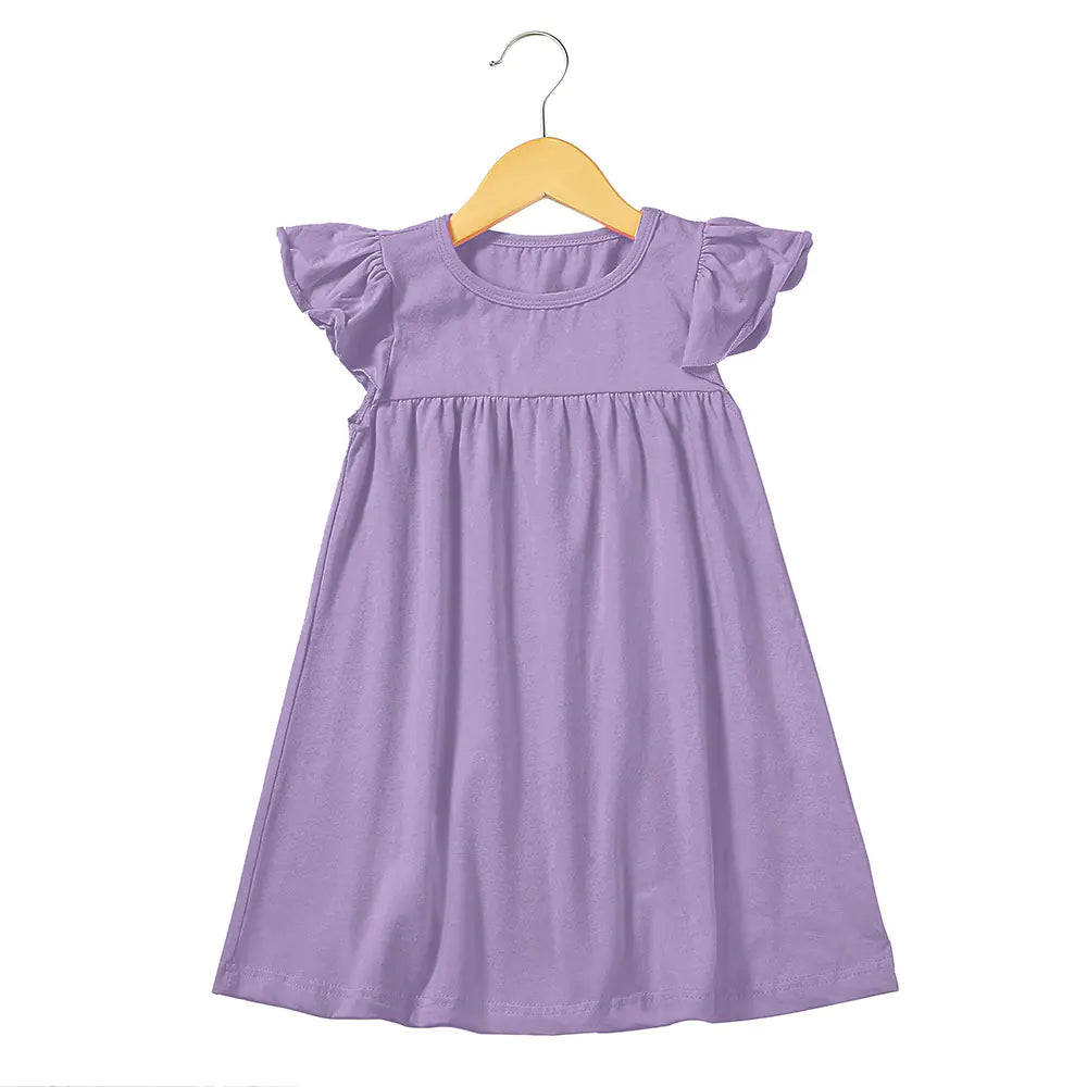 Ruffle Sleeve Knit Cotton Dress for Girls