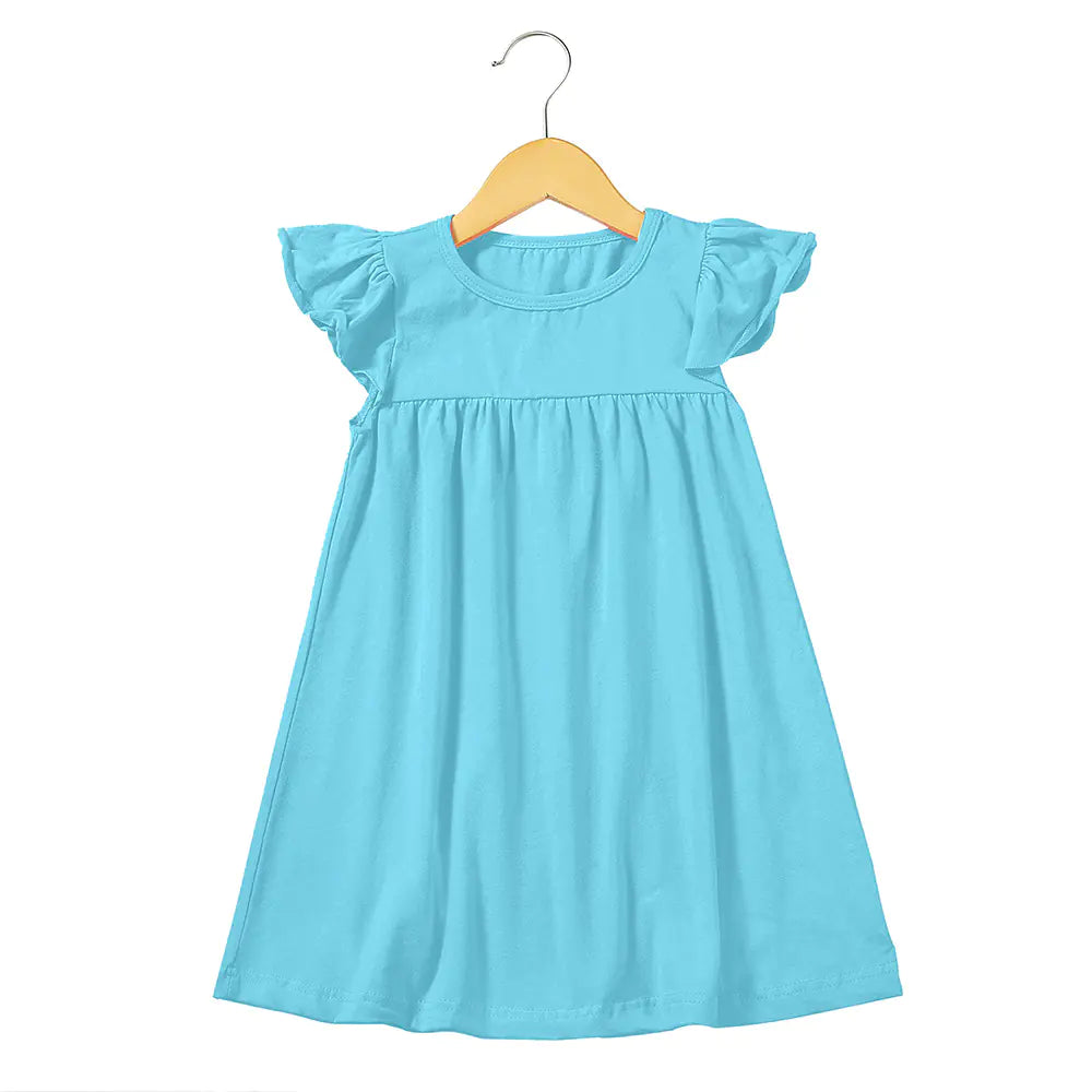 Ruffle Sleeve Knit Cotton Dress for Girls