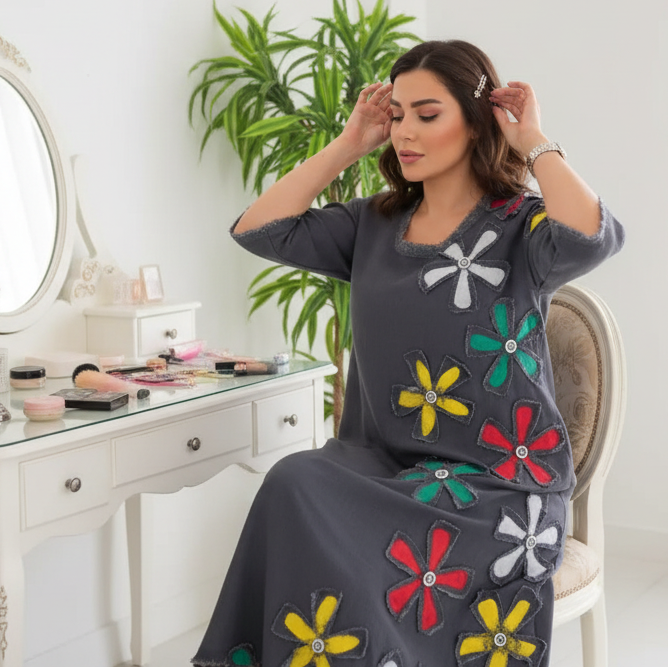 LINA Floral Motif Midi Dress