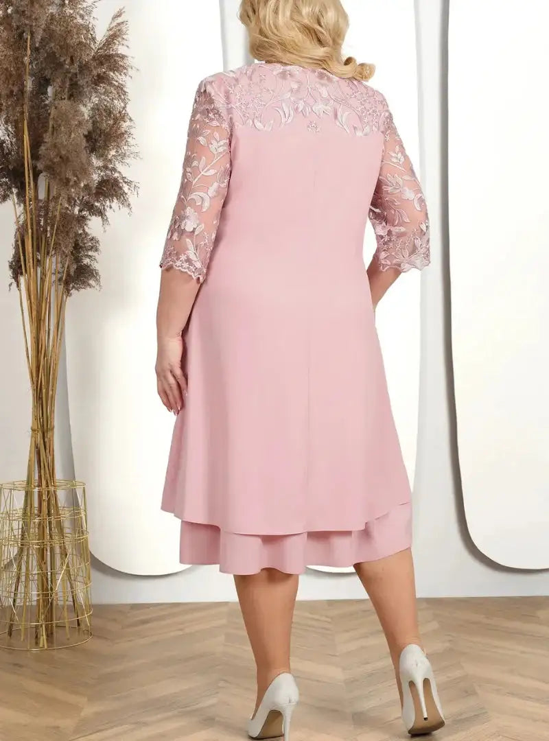 Plus Size Midi Chiffon Dress