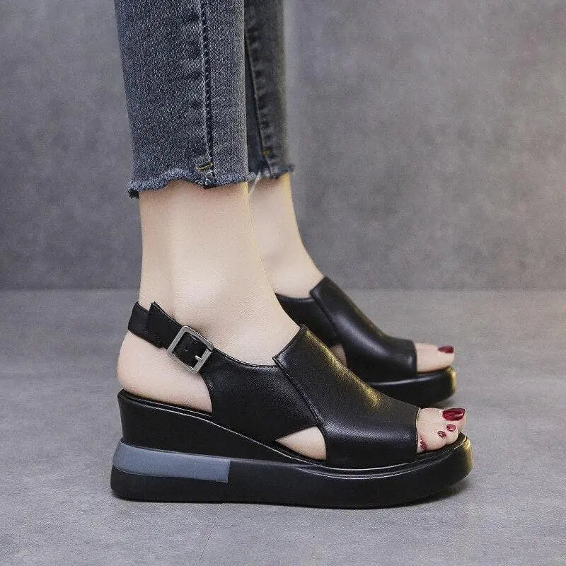 Stylish Orthopedic Platform Sandals - OrtoSoft™
