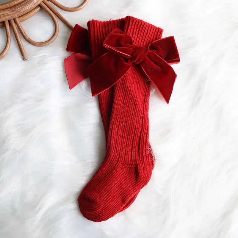 Girl’s Velvet Bow Socks