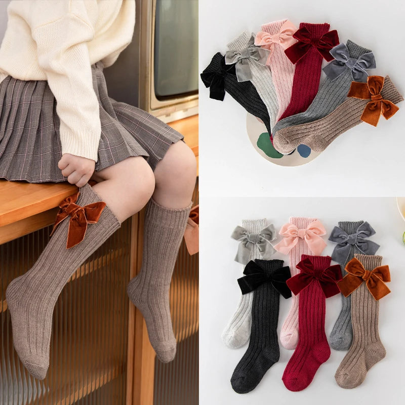 Girl’s Velvet Bow Socks