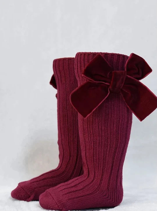 Girl’s Velvet Bow Socks