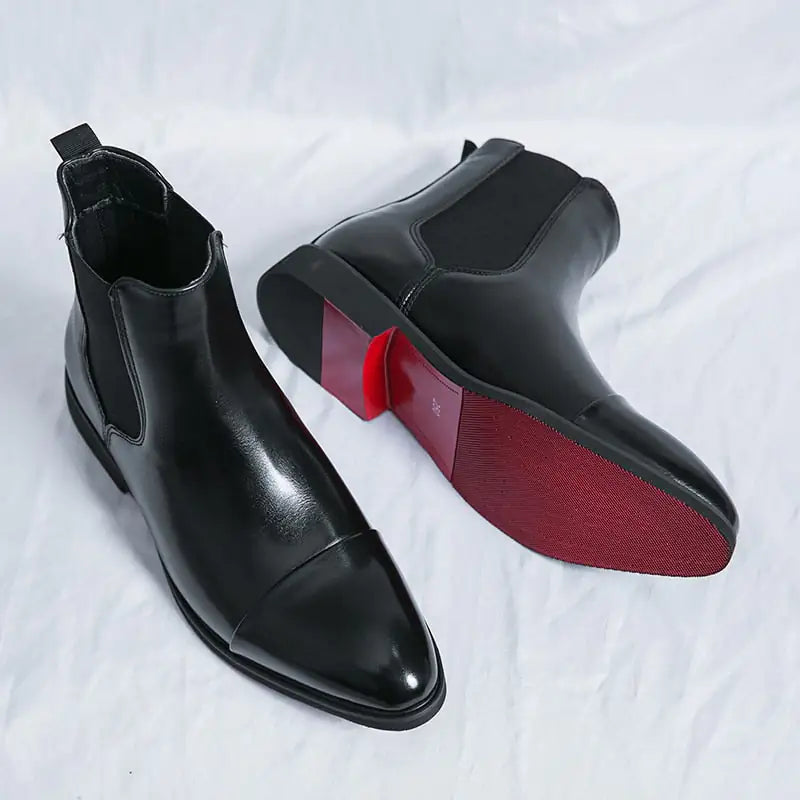 Chelsea Red Bottom Vegan Leather Boots